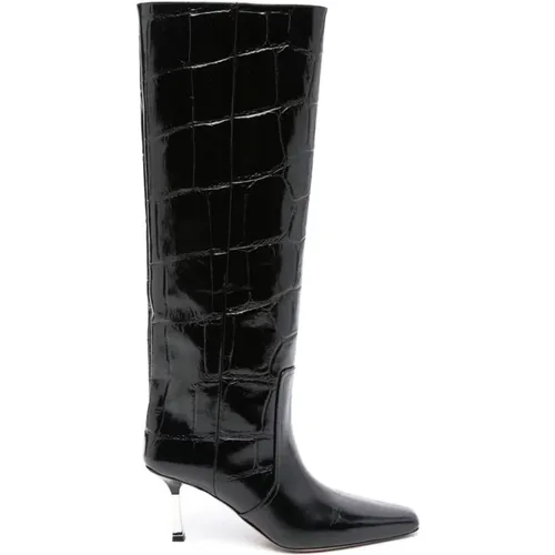 Crocodile Effect Leather High Heel Boots , female, Sizes: 5 UK, 3 UK, 4 UK, 6 UK, 7 UK - Paris Texas - Modalova