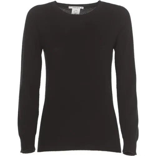 Schwarzer Kaschmirwollpullover Damen Rundhals , Damen, Größe: L - Kangra - Modalova