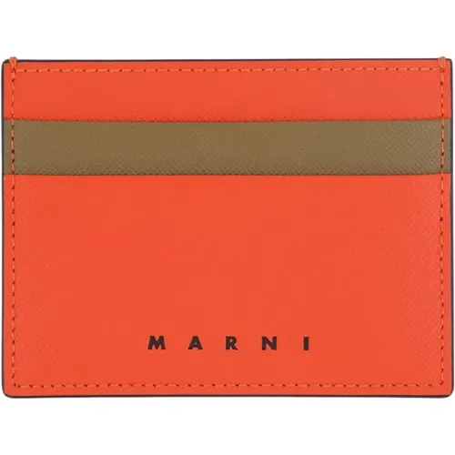 Premium Saffiano Leather Card Holder , male, Sizes: ONE SIZE - Marni - Modalova