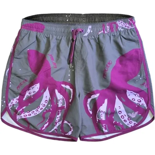 Boxer Shorts with Drawstring Waist - Military Octopus Pattern , male, Sizes: L, 2XL, XL, M - Emporio Armani - Modalova