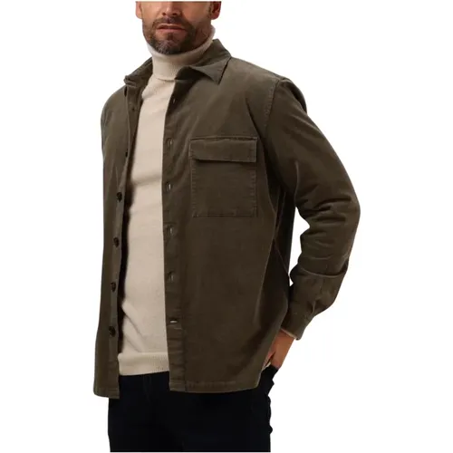 Grünes Corduroy Overshirt Stilvoller Komfort , Herren, Größe: L - Profuomo - Modalova