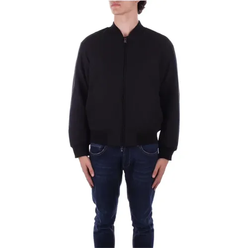 Schwarze Logo Reißverschlussmantel , Herren, Größe: XL - Emporio Armani - Modalova