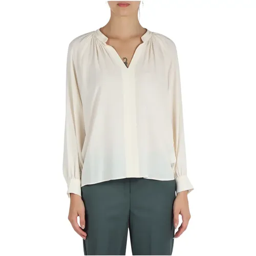 Seidenbluse mit V-Ausschnitt und langen Ärmeln , Damen, Größe: 2XS - EMME DI MARELLA - Modalova