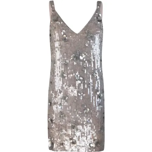 Grey Sequin V-Neck Dress , female, Sizes: XS, S - P.a.r.o.s.h. - Modalova