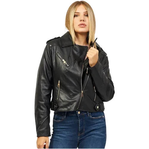 Women`s Faux Leather Jacket with Zip Pockets , female, Sizes: L - Gaudi - Modalova