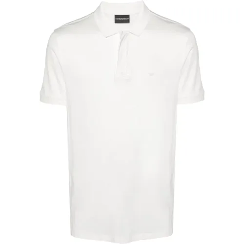 Weißes Poloshirt mit Jersey-Struktur , Herren, Größe: L - Emporio Armani - Modalova