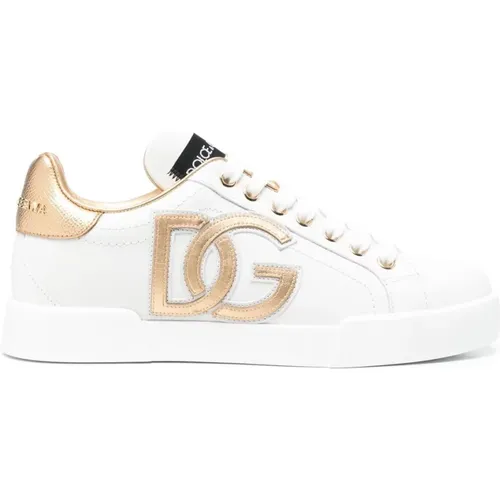 DG-Verzierte Niedrige Sneakers , Damen, Größe: 35 EU - Dolce & Gabbana - Modalova