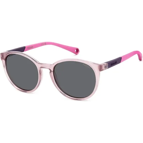 Rosa/Graue Sonnenbrille , unisex, Größe: 45 MM - Polaroid - Modalova