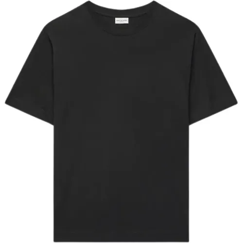 Einfaches Schwarzes T-Shirt - 100% Baumwolle , Damen, Größe: XL - Dries Van Noten - Modalova