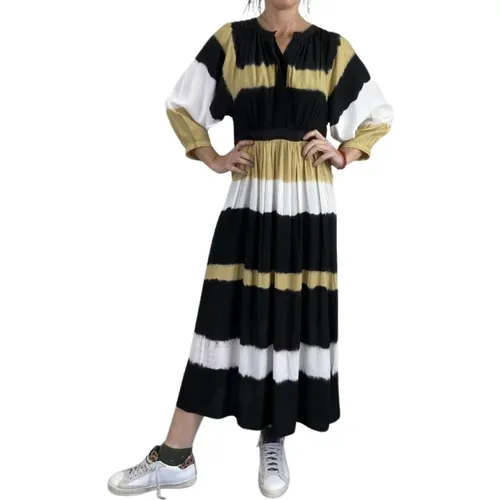 Tricolor Langes Kleid Runder Ausschnitt , Damen, Größe: M - BA&SH - Modalova