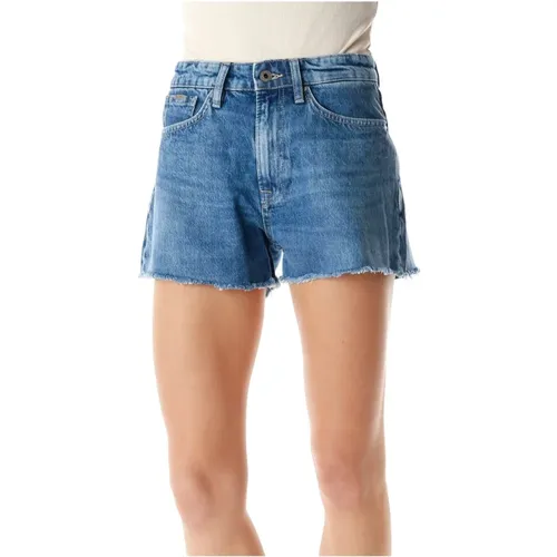 High Waist Denim Shorts mit Fransensaum , Damen, Größe: W26 - Pepe Jeans - Modalova