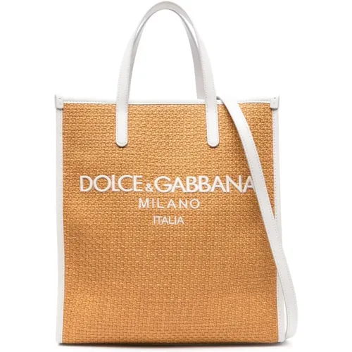 Gewebte Logo Tote Tasche, Gewebte Raffia Einkaufstasche - Dolce & Gabbana - Modalova