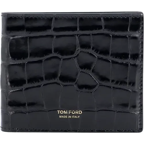 Leather Wallet with Logo Print , male, Sizes: ONE SIZE - Tom Ford - Modalova