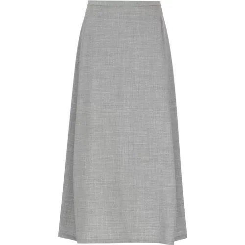 Grey Wool Skirt with Flared Hem , female, Sizes: M - Fabiana Filippi - Modalova