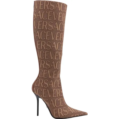 Canvas Stiletto Ankle Boots , female, Sizes: 5 UK, 3 UK, 6 UK - Versace - Modalova