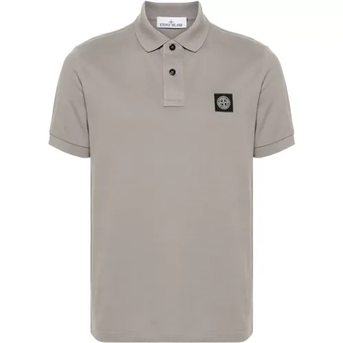 Compass Patch Logo Polo in Grey , male, Sizes: S, 2XL, L, M, XL - Stone Island - Modalova