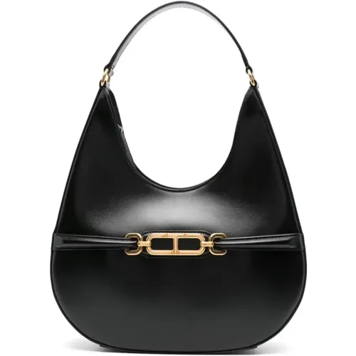 Schwarze Schultertasche mit Gold-Logo - Tom Ford - Modalova