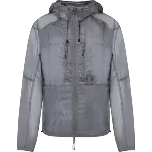 Grey Blazer Windbreaker Zip Hooded Jacket , male, Sizes: S, M - ROA - Modalova