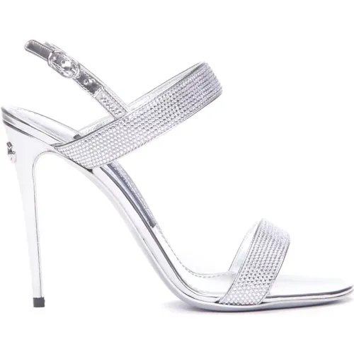 Silberne Strass High Heel Sandalen , Damen, Größe: 36 1/2 EU - Dolce & Gabbana - Modalova