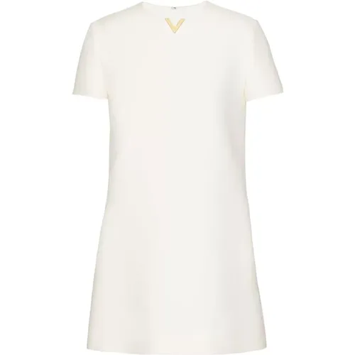Crepe Texture VGold Detail Dress , female, Sizes: 2XS, M, XS, S - Valentino - Modalova