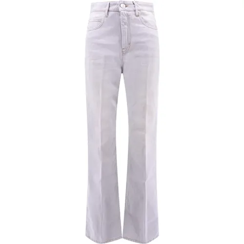 Grey Flared Trousers with Logo Detail , female, Sizes: W27 - Ami Paris - Modalova