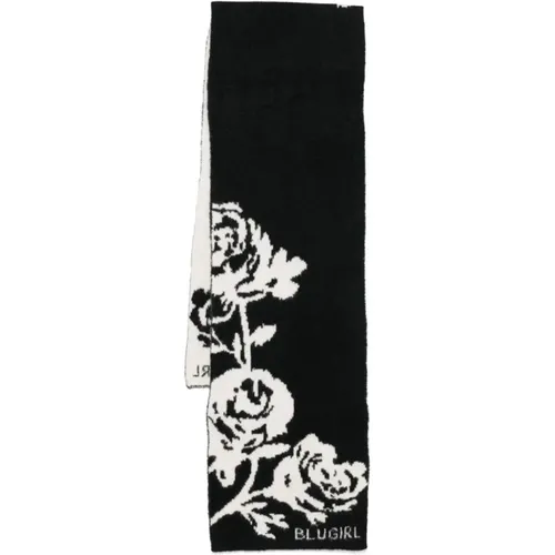 Floral Intarsia Knit Wrap Scarf , female, Sizes: ONE SIZE - Blugirl - Modalova