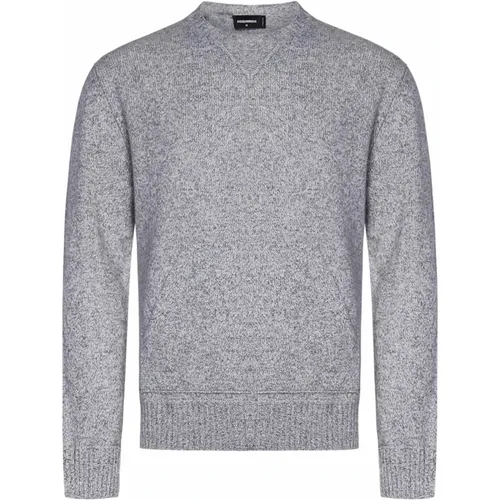 Grauer Distressed Pullover mit Kängurutasche , Herren, Größe: M - Dsquared2 - Modalova