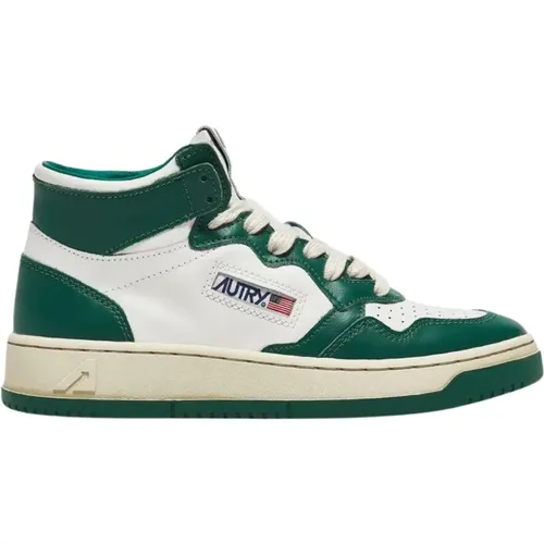 Vintage-inspirierte grüne Ledersneaker - Autry - Modalova