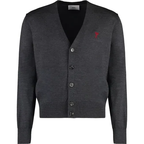 Knitwear,Heather Grey Roter Cardigan - Ami Paris - Modalova