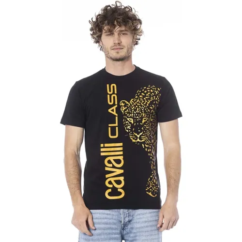 Kurzarm Logo Print T-Shirt , Herren, Größe: L - Cavalli Class - Modalova