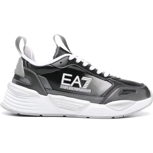 Silver Logo Sneakers , male, Sizes: 8 1/2 UK - Emporio Armani EA7 - Modalova