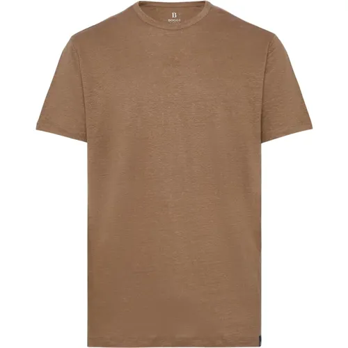 T-Shirt aus Stretch-Leinenjersey , Herren, Größe: XL - Boggi Milano - Modalova