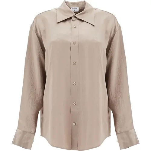 Ruffled Satin Shirt , female, Sizes: S, M - Filippa K - Modalova