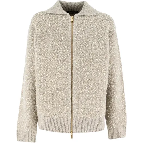 Golden Zip Tweed Cardigan , female, Sizes: S, XS - Fabiana Filippi - Modalova