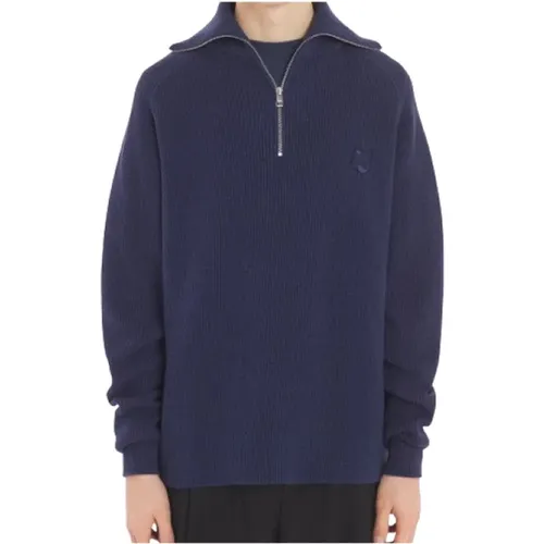 Gerippter Pullover mit kühnem Fuchskopf , Herren, Größe: L - Maison Kitsuné - Modalova