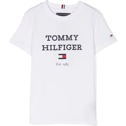 Weißes T-Shirt mit gesticktem Logo - Tommy Hilfiger - Modalova