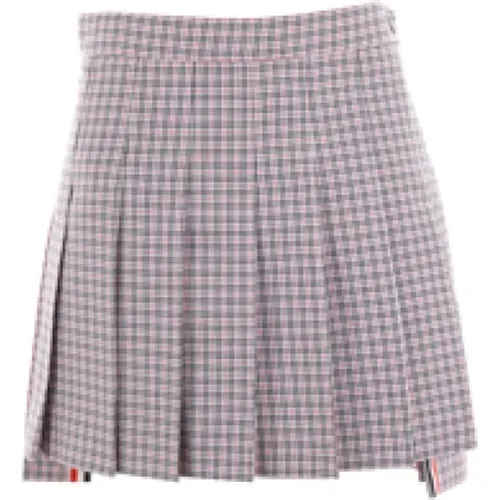 Plaid Cotton Pleated Skirt , female, Sizes: S - Thom Browne - Modalova