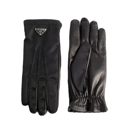 Nylon Leather Gloves , unisex, Sizes: 9 1/2 IN, 9 IN - Prada - Modalova