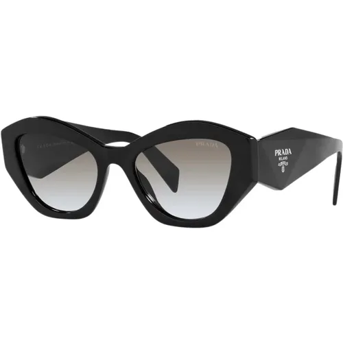 Ovale schwarze Sonnenbrille mit ikonischem Logo - Prada - Modalova