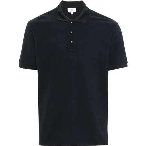 Blaues Melton Polo-Shirt , Herren, Größe: L - Woolrich - Modalova