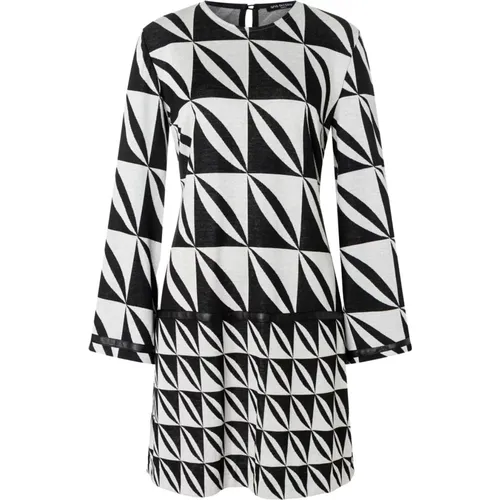 Dress leather ribben Damen Kleid mit geometrischem muster original black , Damen, Größe: M - Ana Alcazar - Modalova