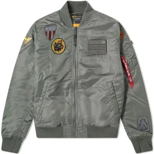 Vintage Grüne Ma-1 Air Force BattleWash Bomberjacke , Herren, Größe: M - alpha industries - Modalova