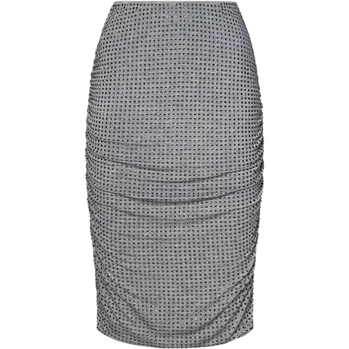 Grey Rhinestone Skirt Aw24 , female, Sizes: S - pinko - Modalova