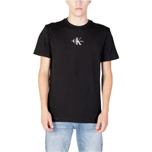 Schwarzes Print-T-Shirt , Herren, Größe: XL - Calvin Klein Jeans - Modalova