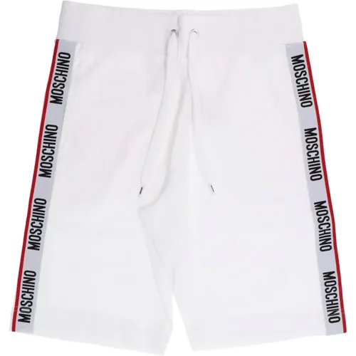 Weiße Sportliche Shorts Baumwolle Elastisch , Herren, Größe: L - Love Moschino - Modalova