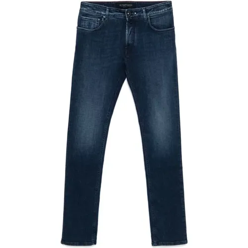 Slim Cut Indigo Denim Jeans , male, Sizes: W31, W34, W37, W40, W30, W36, W35, W32 - Hand Picked - Modalova