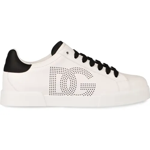 Leder Low-Top Sneakers , Herren, Größe: 42 1/2 EU - Dolce & Gabbana - Modalova