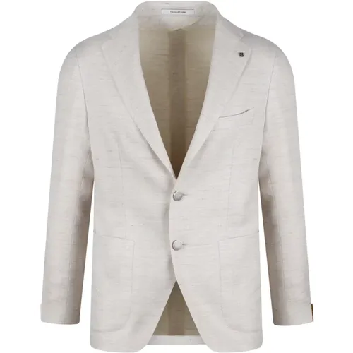 Herringbone Linen Cotton Blend Blazer , male, Sizes: M, XL - Tagliatore - Modalova