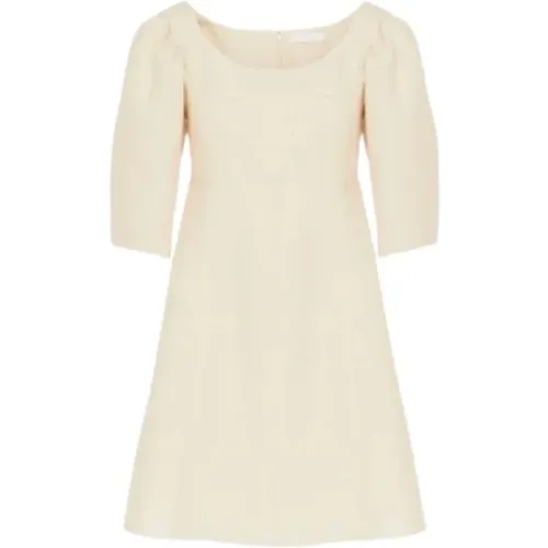 Balloon Sleeve Linen Mini Dress , female, Sizes: S - Chloé - Modalova