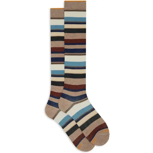 Italienische lange Socken, Mehrfarbige Streifen - Gallo - Modalova